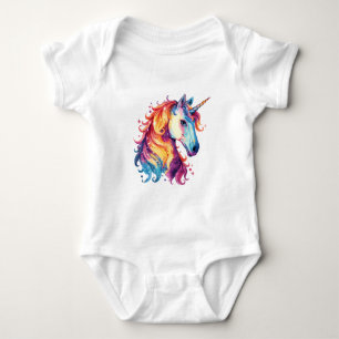 Farbige Einhorn-Fantasie – Süßes magisches Design Baby Strampler