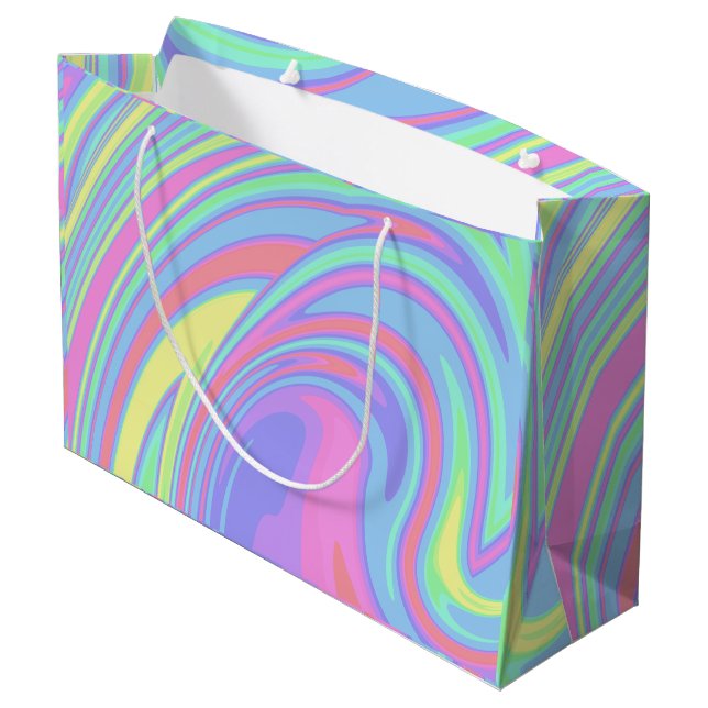 Farbige Einhorn-Geschenktaschen Große Geschenktüte (Rückseite Schrägansicht)