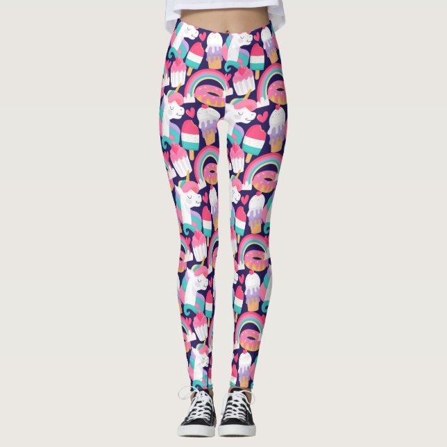 Farbige Einhorn Leggings (Vorderseite)