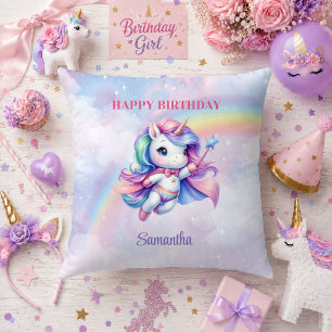 Farbige Einhorn Magischer Tag Mädchen Geburtstag K Kissen