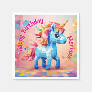 Farbige Einhorn-Piñata-Geburtstag Serviette