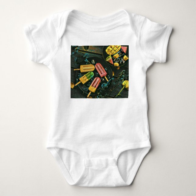Farbige Eis-Kegel-Popsität Baby Strampler (Vorderseite)