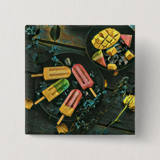 Farbige Eis-Kegel-Popsität Button (Vorderseite)