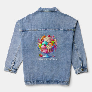 Farbige Eisbecher-Sundae – Süße Dessert-Illustrati Jeansjacke
