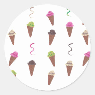Farbige Eiscreme Cones Ribbons Geburtstagskleber Runder Aufkleber