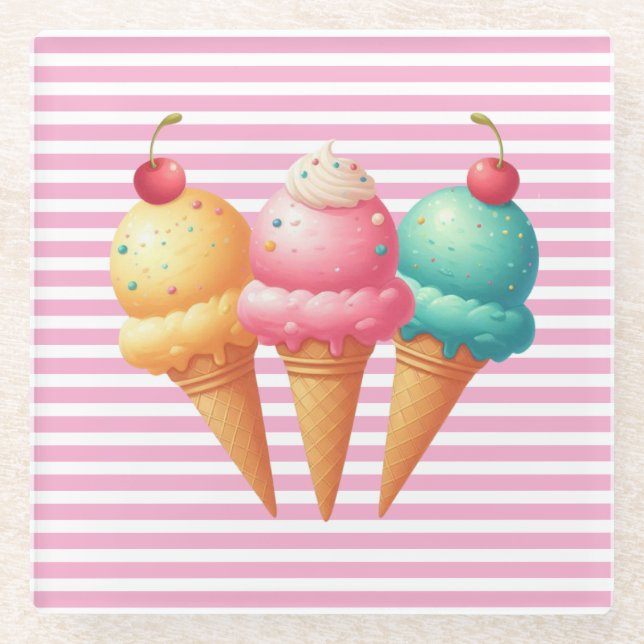 Farbige Eiscreme Glasuntersetzer (Vorderseite)