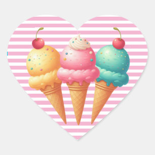 Farbige Eiscreme Herz-Aufkleber