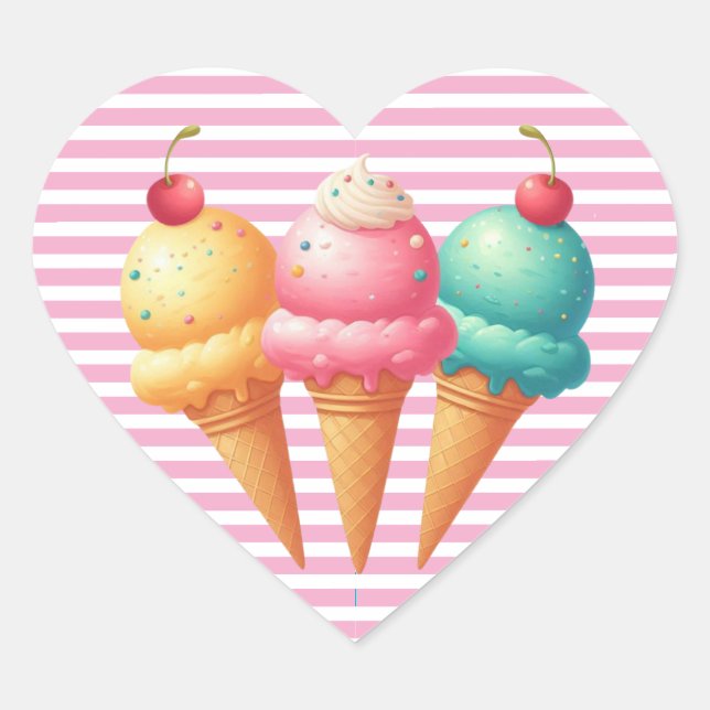 Farbige Eiscreme Herz-Aufkleber (Vorderseite)