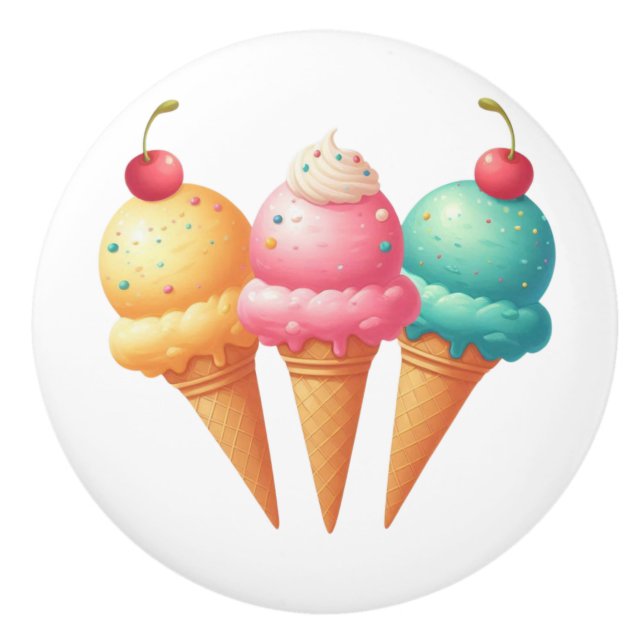 Farbige Eiscreme Keramikknauf (Vorderseite)