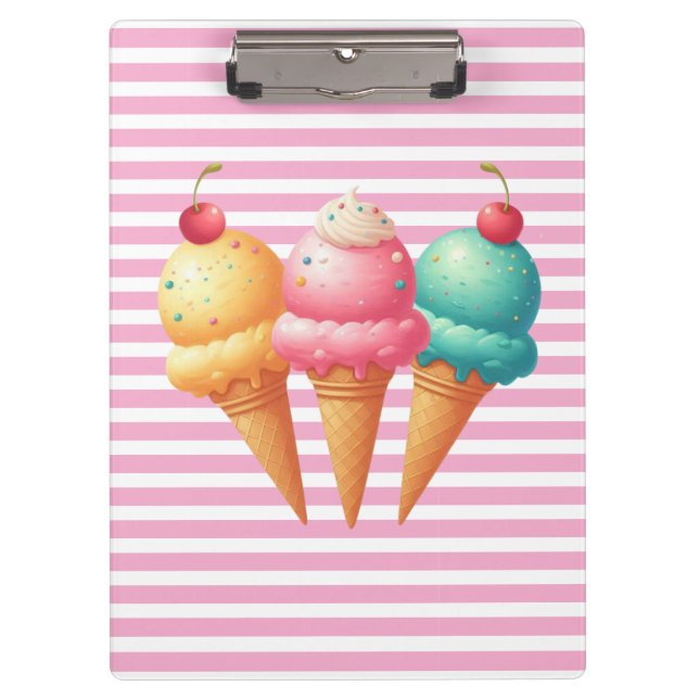 Farbige Eiscreme Klemmbrett (Vorderseite)
