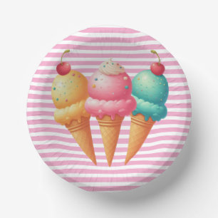 Farbige Eiscreme Pappteller