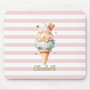 Farbige Eiscreme Rosa Streifen Mousepad