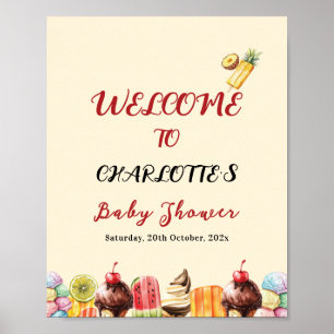 Farbige Eiscreme Süße Babyparty Willkommen Poster