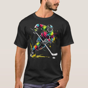 Farbige Eishockeyspieler Jungen Mädchen Sport T-Shirt
