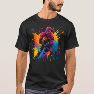 Farbige Eishockeyspielerin Mädchen Auf Frauen Eis T-Shirt
