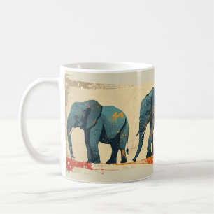 Farbige Elefanten im Vintage-Stil  Kaffeetasse