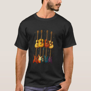 Farbige elektrische und akustische Gitarren Musik  T-Shirt