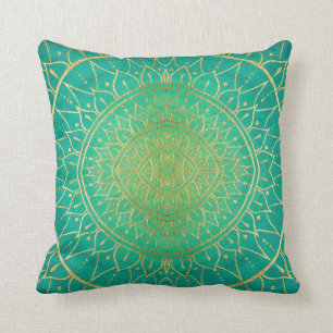 Farbige Emerald Green Gold Mandala Kissen