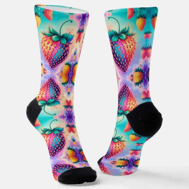 Farbige Erdbeere Socken (Gewinkelt)