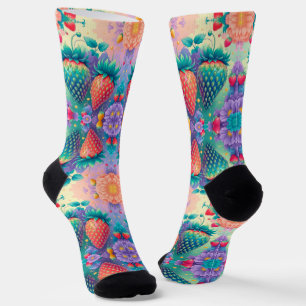 Farbige Erdbeere Socken
