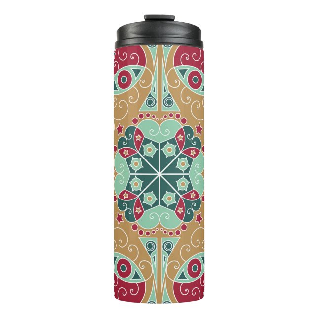 Farbige ethnisch gemusterte Herkunft. Arabesque vi Thermosbecher (Vorderseite)