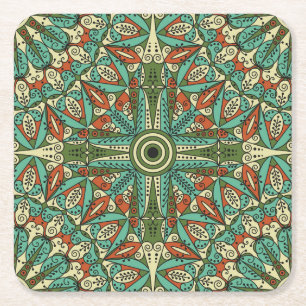 Farbige ethnische Arabeske: Vintage-Ornament Rechteckiger Pappuntersetzer