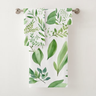 Farbige Eukalyptus-Blätter in rustikalen Farben Badhandtuch Set