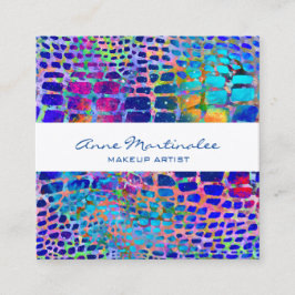 Farbige Exotic Snakeskin Print Quadratische Visitenkarte
