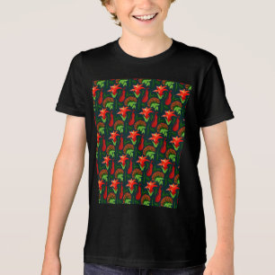 Farbige exotische Blumen-Blatt-Muster Tri-Blend Shirt