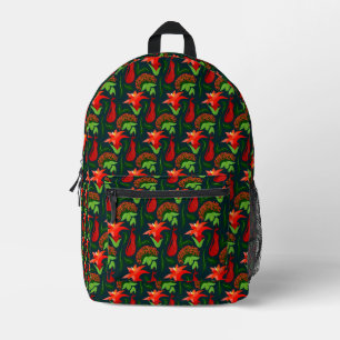 Farbige exotische Blumen Blätter Muster Bedruckter Rucksack