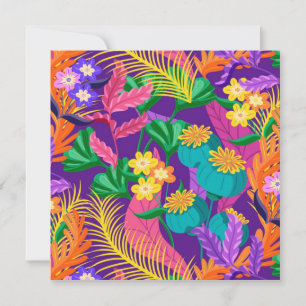 Farbige exotische Blumengestaltung Einladung