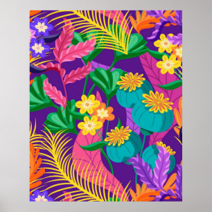 Farbige exotische Blumengestaltung Poster