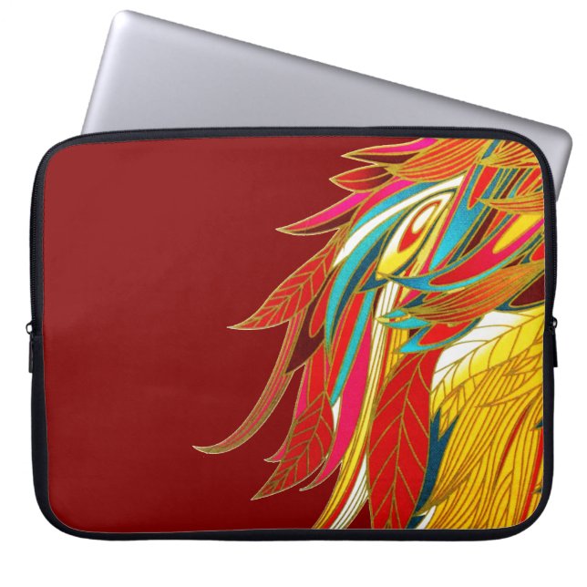 Farbige exotische Stammesfedern Rot Laptopschutzhülle (Vorderseite)