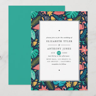 Farbige exotische tropische Flamingo-Hochzeit Einladung