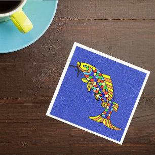 Farbige Extravagante Abstrakte Fische Serviette