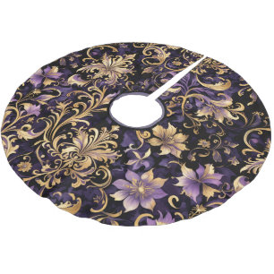 Farbige, extravagante, violette und goldene polyester weihnachtsbaumdecke