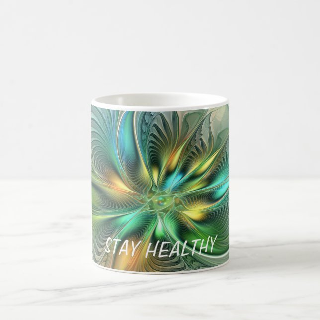 Farbige Fantasie Abstrakte Blume Fraktal Art Text Kaffeetasse (Mittel)