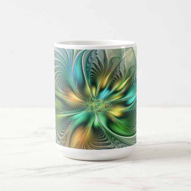 Farbige Fantasie Moderne Abstrakte Blume Fraktal Kaffeetasse (Mittel)