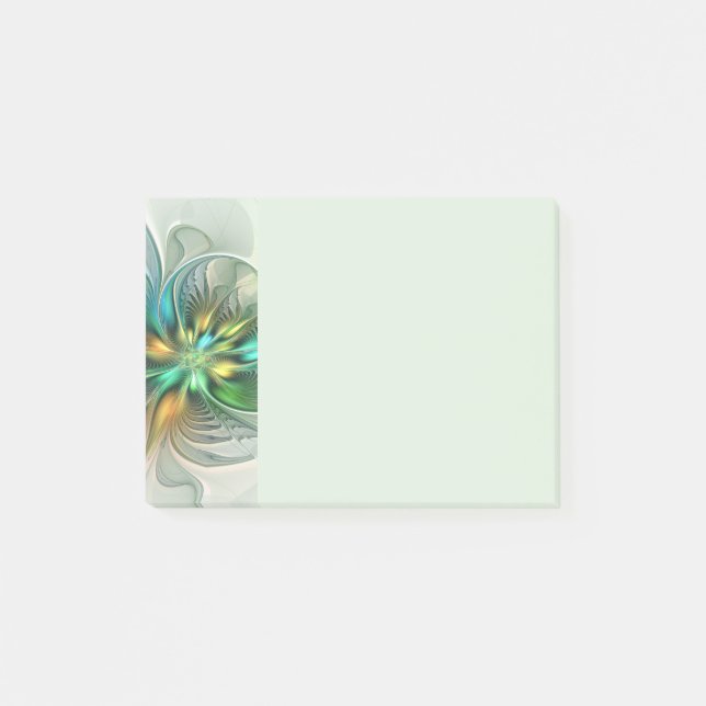 Farbige Fantasie Moderne Abstrakte Blume Fraktal Post-it Klebezettel (Vorderseite)