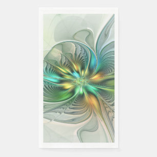 Farbige Fantasie Moderne Abstrakte Blume Fraktal Serviette