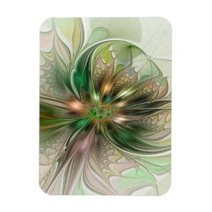 Farbige Fantasie Moderne Abstrakte Fraktal-Blume Magnet