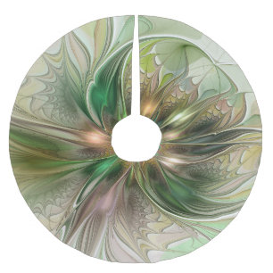 Farbige Fantasie Moderne Abstrakte Fraktal-Blume Polyester Weihnachtsbaumdecke