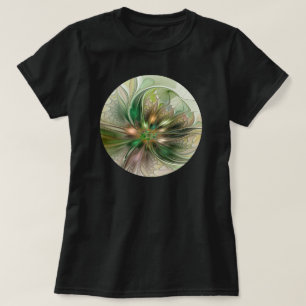 Farbige Fantasie Moderne Abstrakte Fraktal-Blume T-Shirt