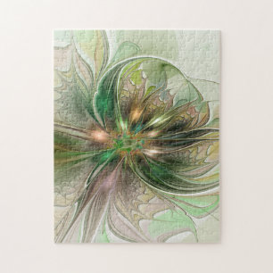 Farbige Fantasie Moderne Abstrakte Fraktale Blume Puzzle