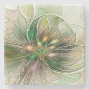 Farbige Fantasie Moderne Abstrakte Fraktale Blume Steinuntersetzer