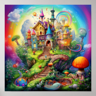 Farbige Fantasie-Naturlandschaft Poster