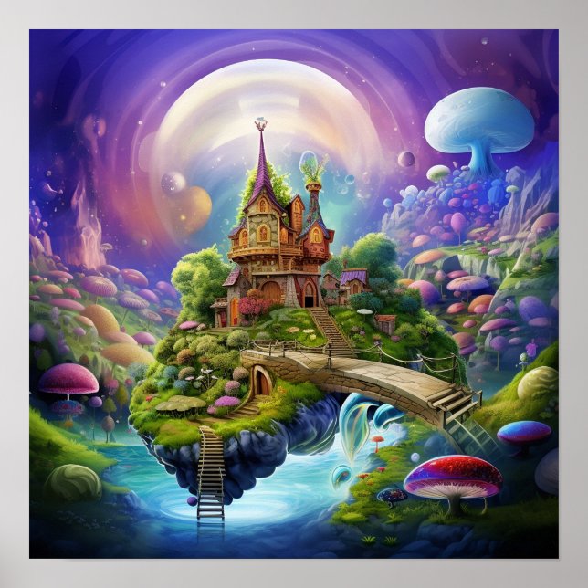 Farbige Fantasielandschaft Poster (Vorne)