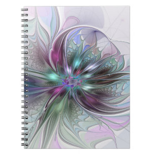 Farbige Fantasy Abstrakt Moderne Fraktal-Blume Notizblock