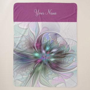 Farbige Fantasy-Abstrakte Fraktal-Blumen-Name Sherpadecke
