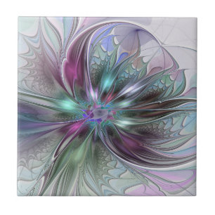 Farbige Fantasy-Abstrakte Moderne Fraktal-Blume Fliese